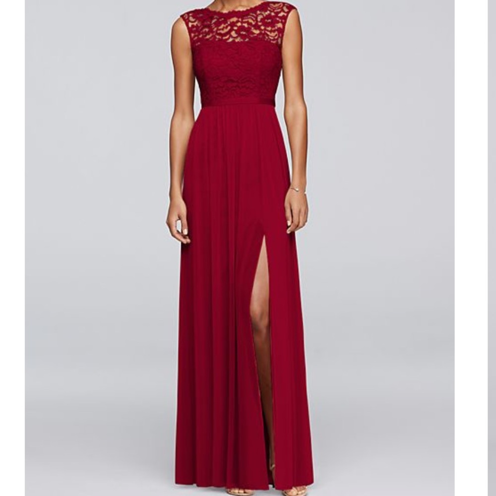 David’s Bridal Apple Red bridesmaid dress